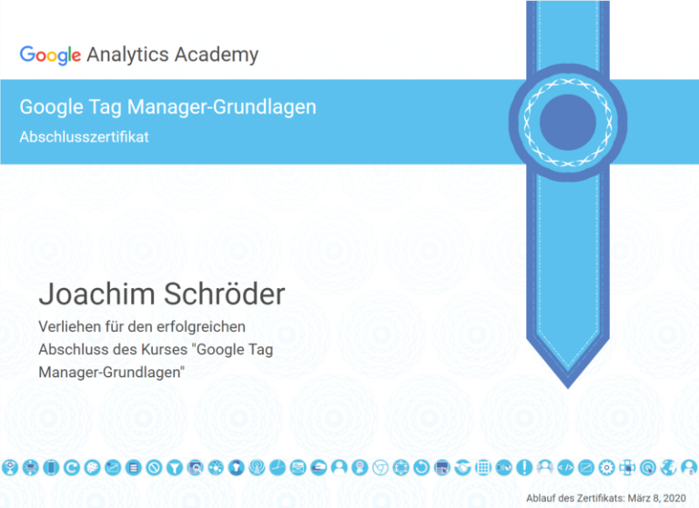 Joachim Schröder Google Tag Manager Zertifikat