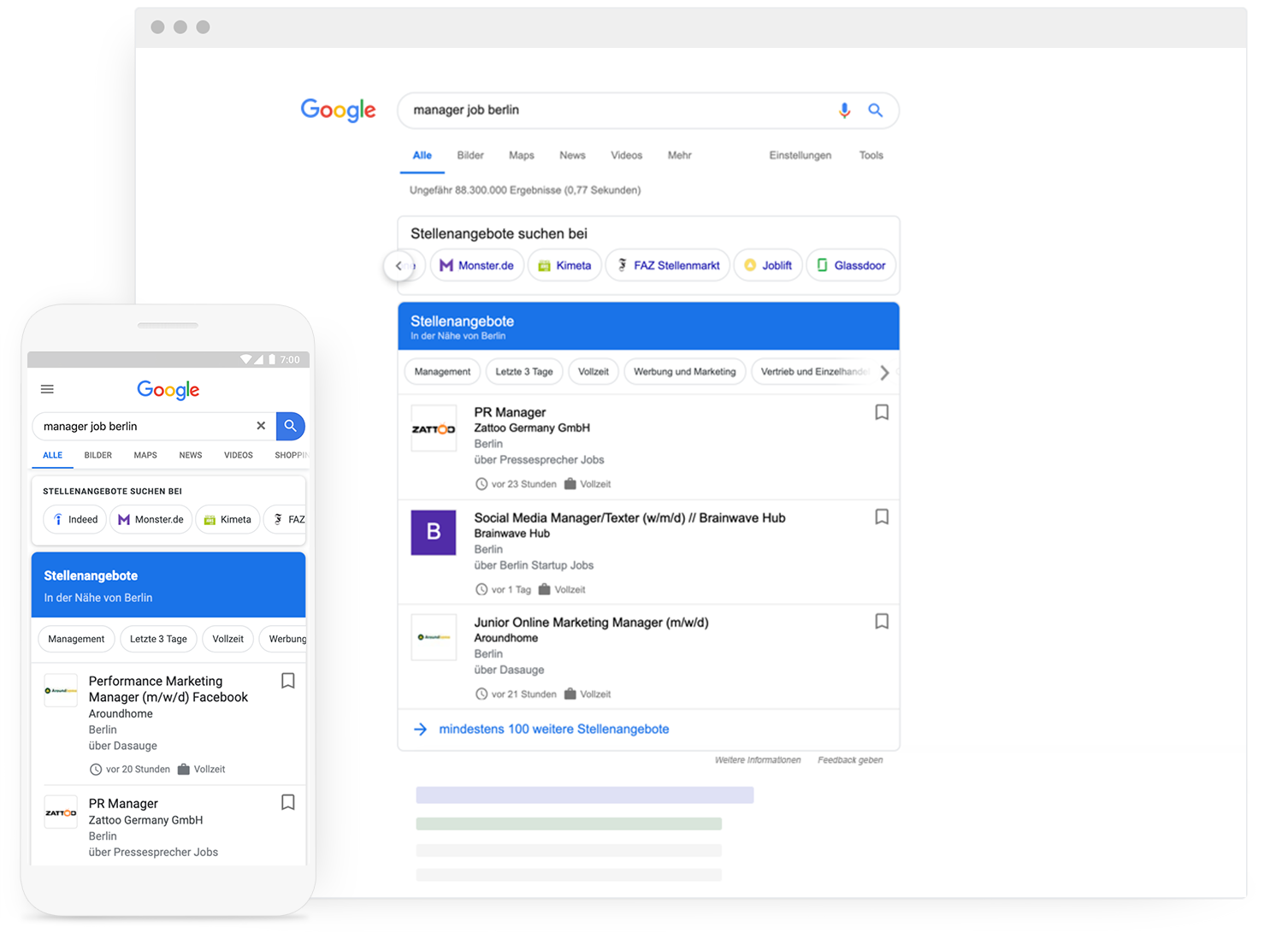 Google Stellenangebote Google-Stellenangebote-Darstellung Google Stellenangebote