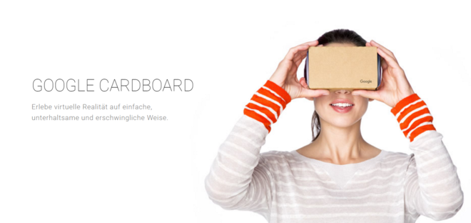 Beispiel Bild einer Frau mit Google Cardboard Beispiel Bild einer Frau mit Google Cardboard