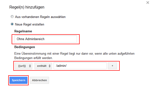 Google Tag Manager Regel erstellen