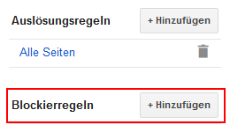Google Tag Manager - Blockierregel hinzufügen