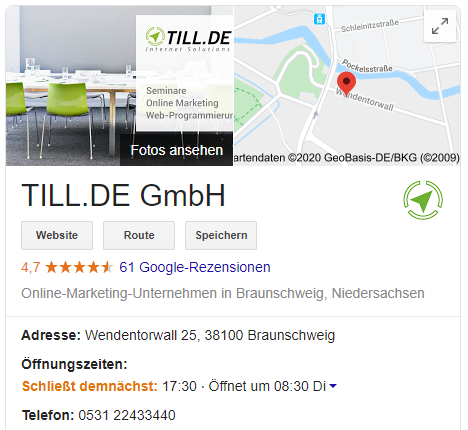 GMB_TILL.DE Eintrag in der Google Suche