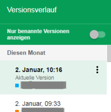 Google Tabellen Versionsverlauf