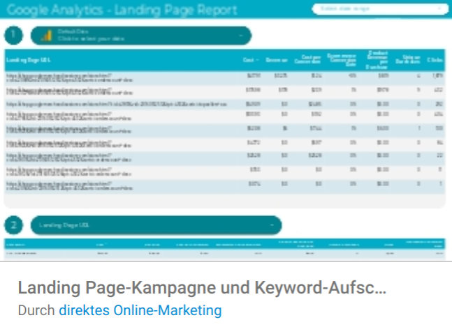 Google Analytics - Landing Page Report