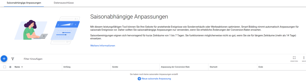 Saisonabhängige Anpassungen