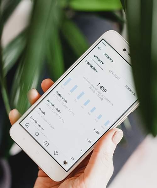 Analytics Menü auf Telefon