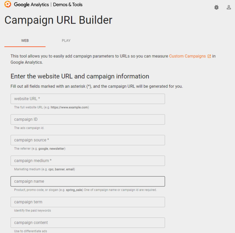 Campaign URL Builder Formular