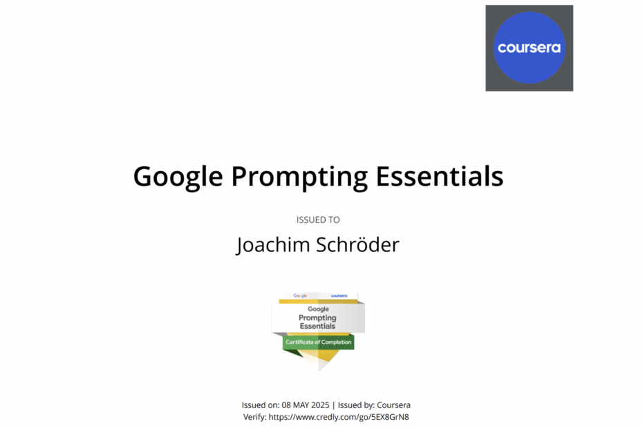 Google Prompt Essentials Certificate