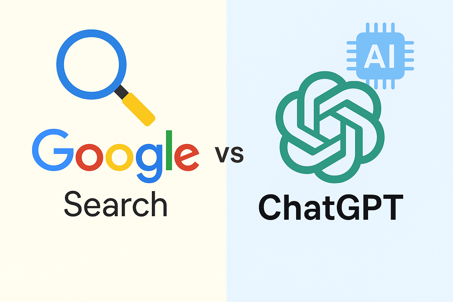 Google-Suche gegen ChatGPT-Vergleich
