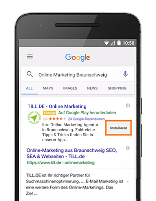 Google AdWords App-Erweiterung